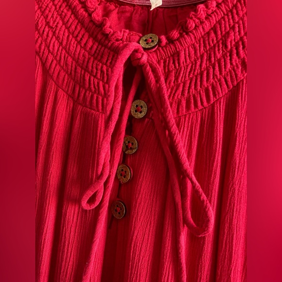 NWOT Free People Oversized “Dream On” Embroidery Tiered Peasant Pocket Maxi - Picture 8 of 16